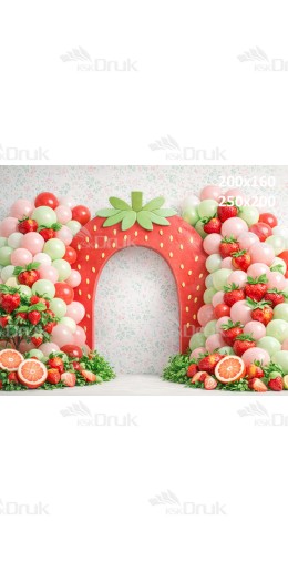 Tło fotograficzne „Truskawkowa brama – słodka letnia kompozycja” | UB_785